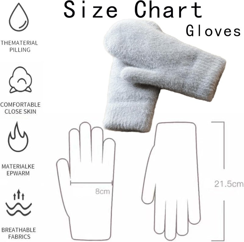 IZUS Women Winter Warm Cold-Weather-Mittens Acrylic-Wool Thick-Knitted-Crochet-Gloves Spring S/M - Image 5